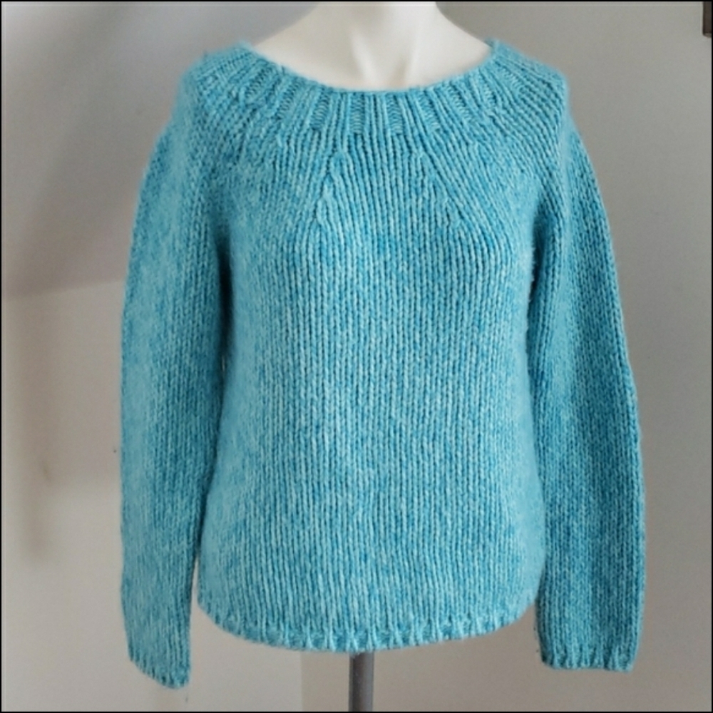 New York & Company Thick Knit Cropped Teal Pullover Sweater, Size S - Picture 2 of 12